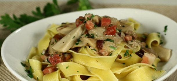 Pappardelle birra speck e funghi porcini