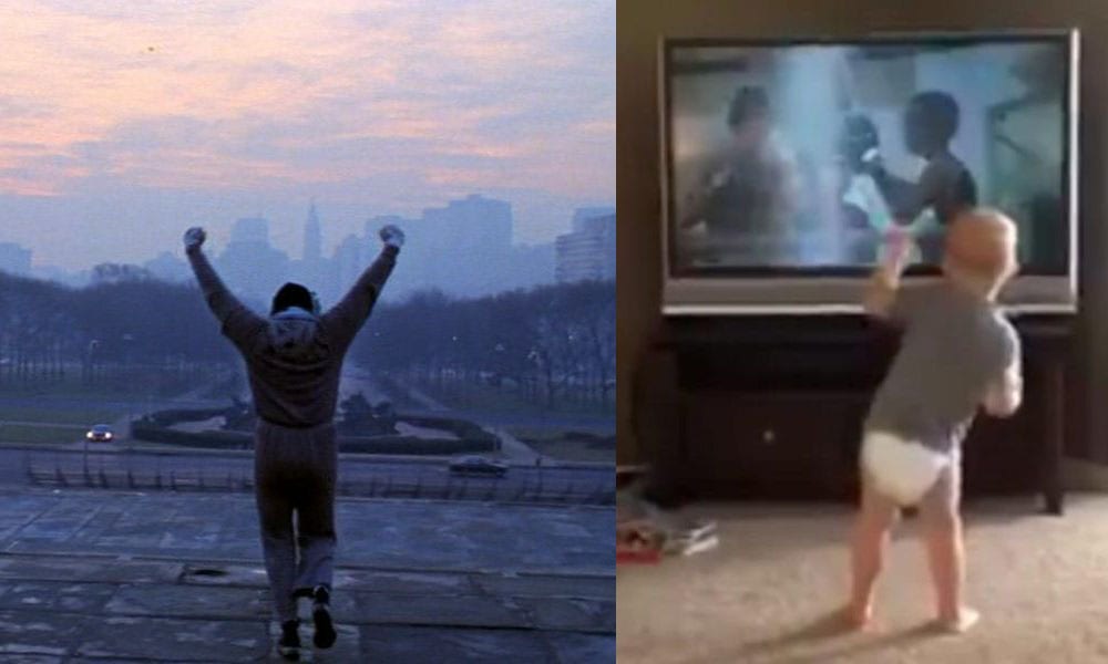 Bimbo impazzisce davanti al film di Rocky: parte una scena, e lui... [VIDEO]