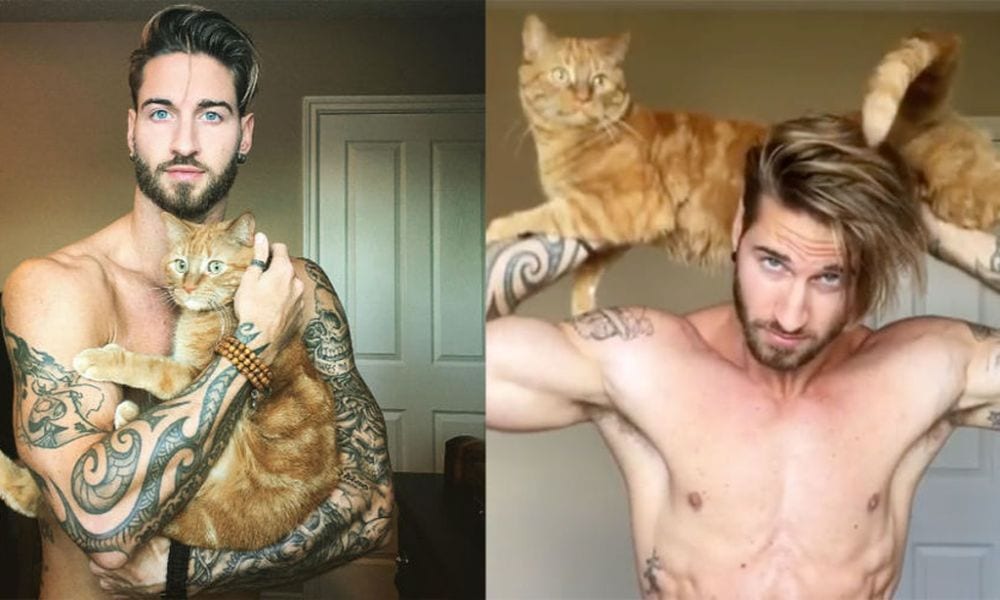 Modello usa il gatto per allenarsi: il fitness più tenero (e sexy) che ci sia